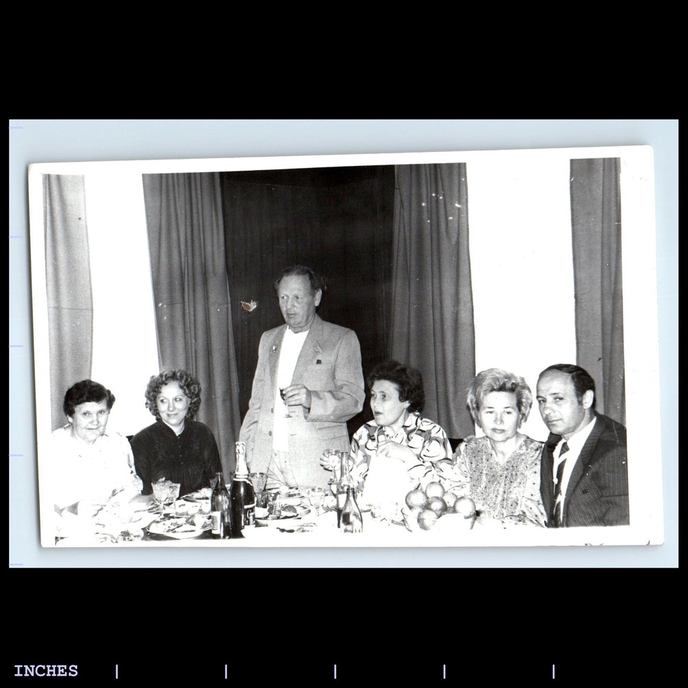 Old Vintage Photo MEN WOMEN AT DINNER TABLE