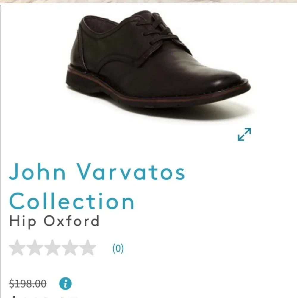$198 JOHN VARVATOS hip oxford men's 13 black leather lace up casual dress shoes