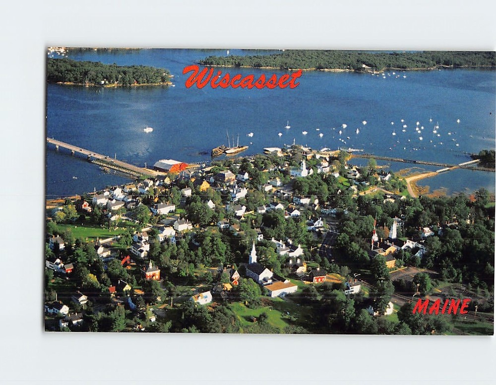 Postcard Aerial View Wiscasset Maine USA