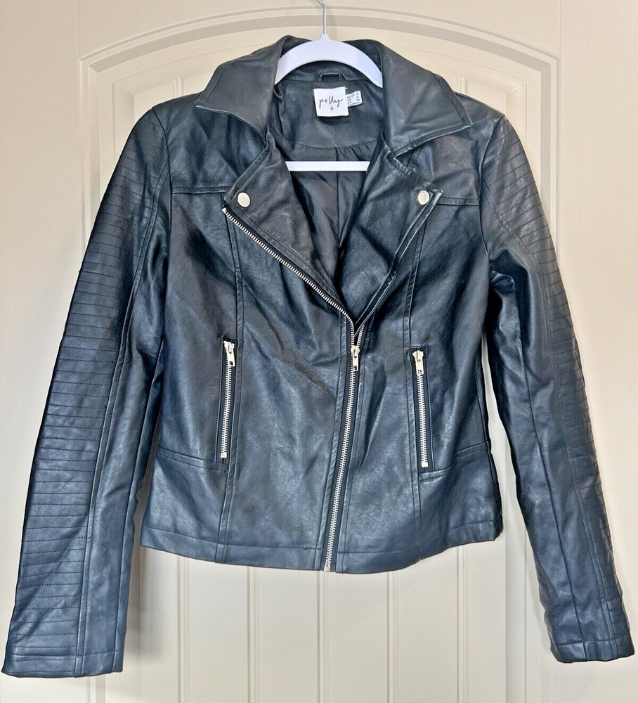 Princess Polly Faux Leather Moto Jacket Size US 4