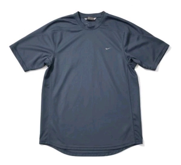 Vtg Y2K Nike Smooth Embroidered Logo Crew Neck Short Sleeve Tee Silver Tag! L