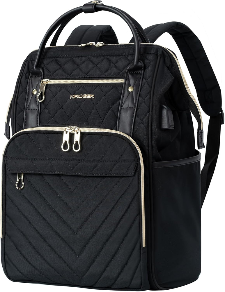 Sleek 17 Inch Water-Resistant Laptop Backpack with USB Charging Port for Travel and Work