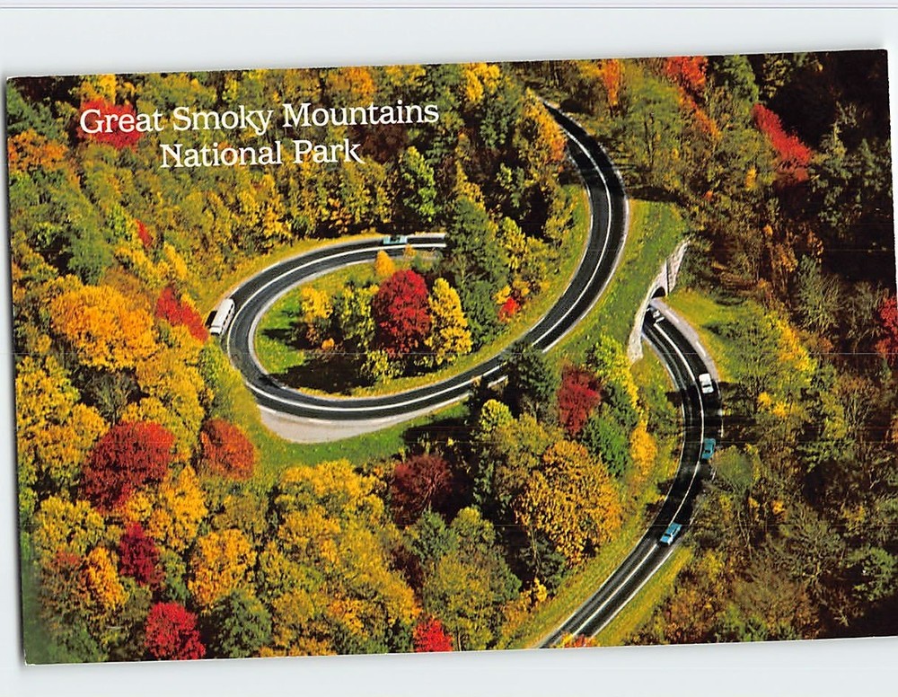 Postcard Fall Highway Scene Great Smoky Mountains National Park USA