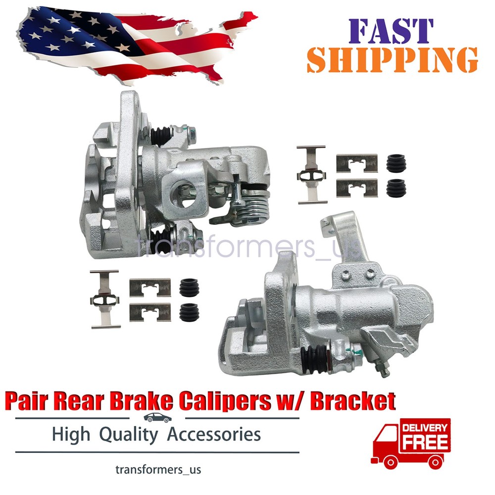 Pair Rear Brake Calipers w/ Bracket For Honda Civic Civic del Sol Acura Integra