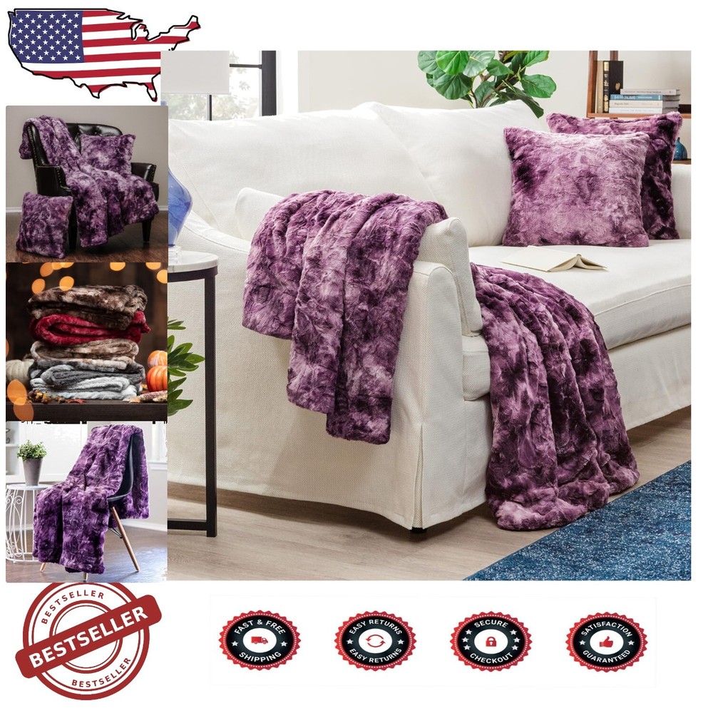 Lightweight Wolf Print Throw Blanket & Decorative Pillow Covers - Easy Care Set