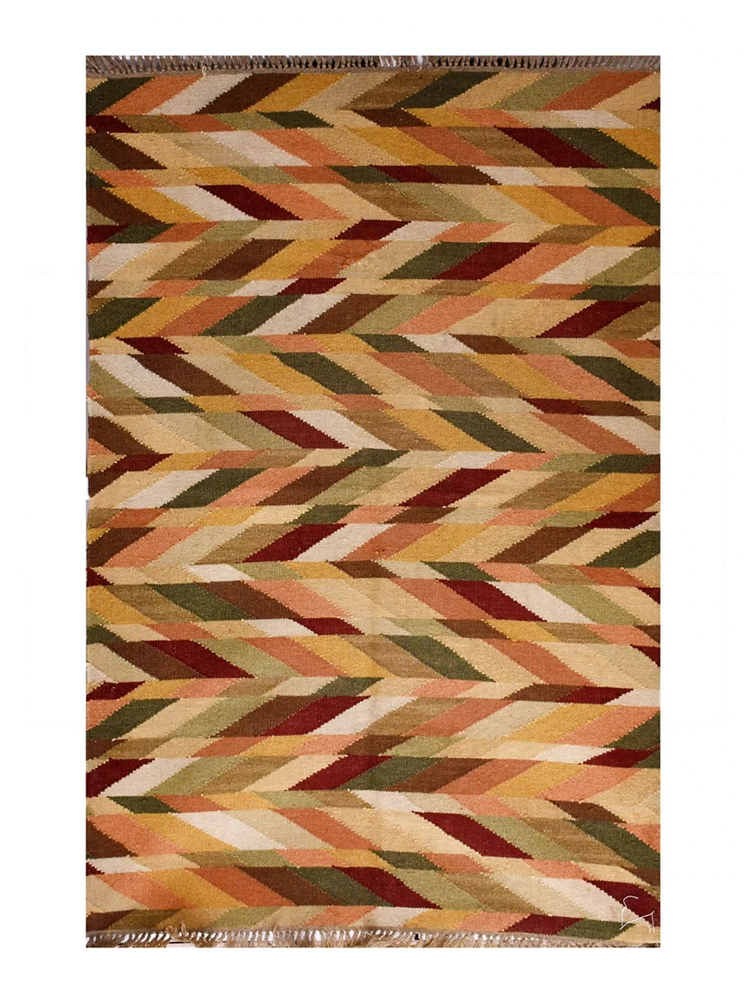 Handwoven Wool Kilim Dhurrie Rug Color Multicolor Handmade Design Carpet Rug