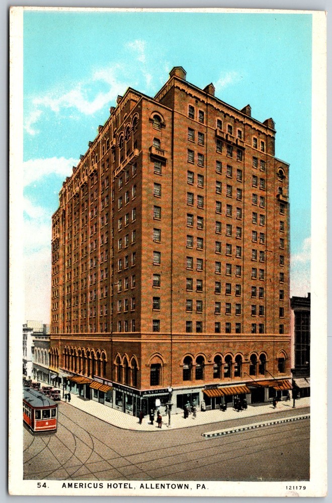 Americus Hotel Allentown Pennsylvania Unposted ANTIQUE Postcard 9376