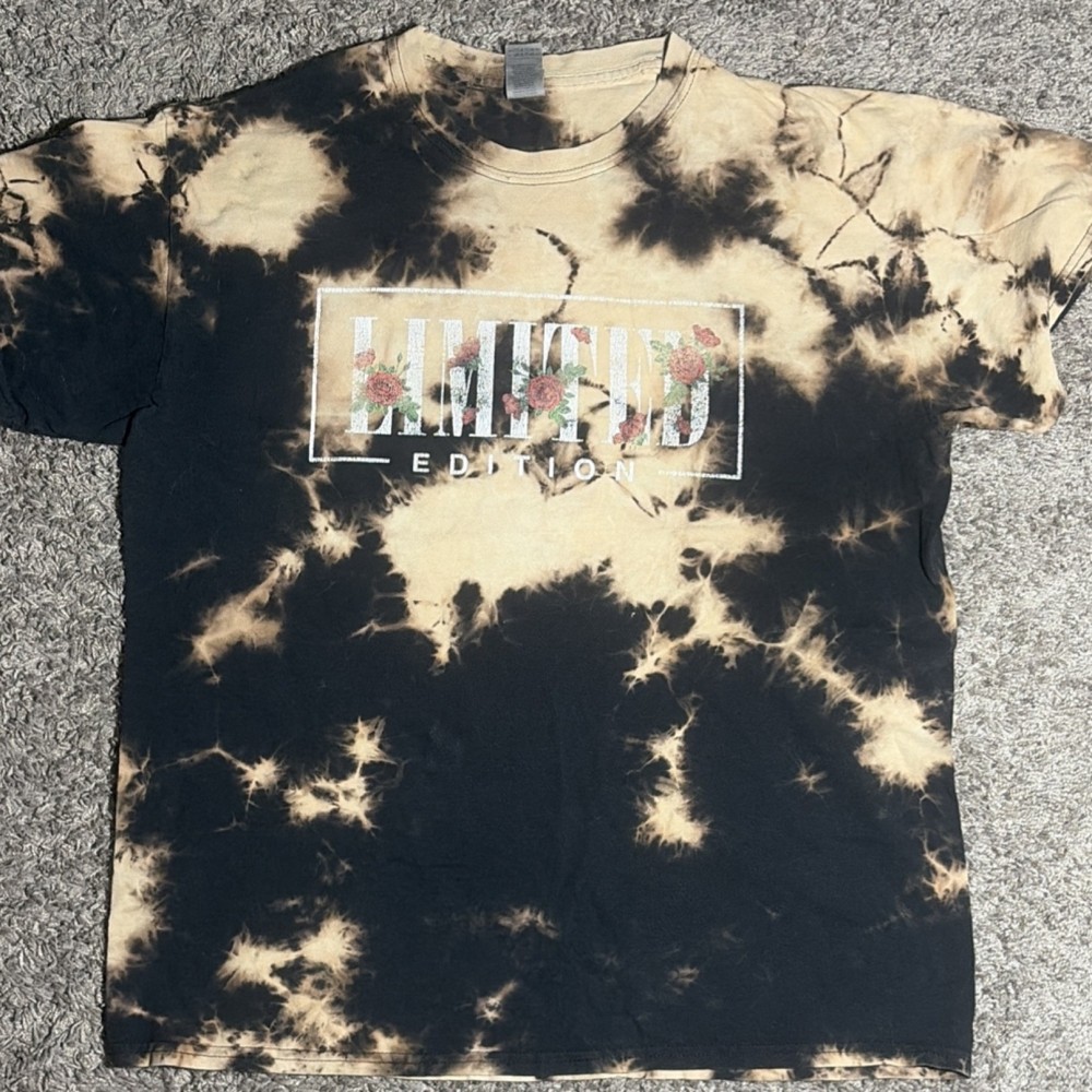 Gildan Heavy Cotton Tie-Dye Limited Edition Graphic Men's T-Shirt Black Beige L
