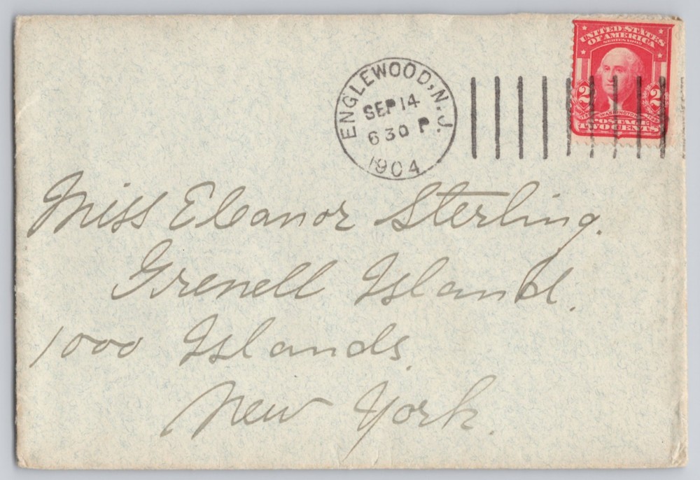Englewood, NJ — Addressed cover with 2¢ Washington stamp, Un — 1904