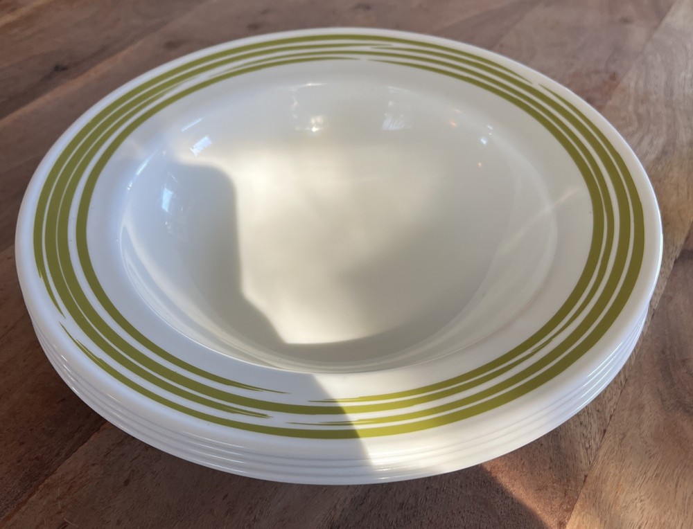 4 Corelle Large Rimmed Soup Bowl Pasta Dinner Dishes Strokes of Color 10.75” D