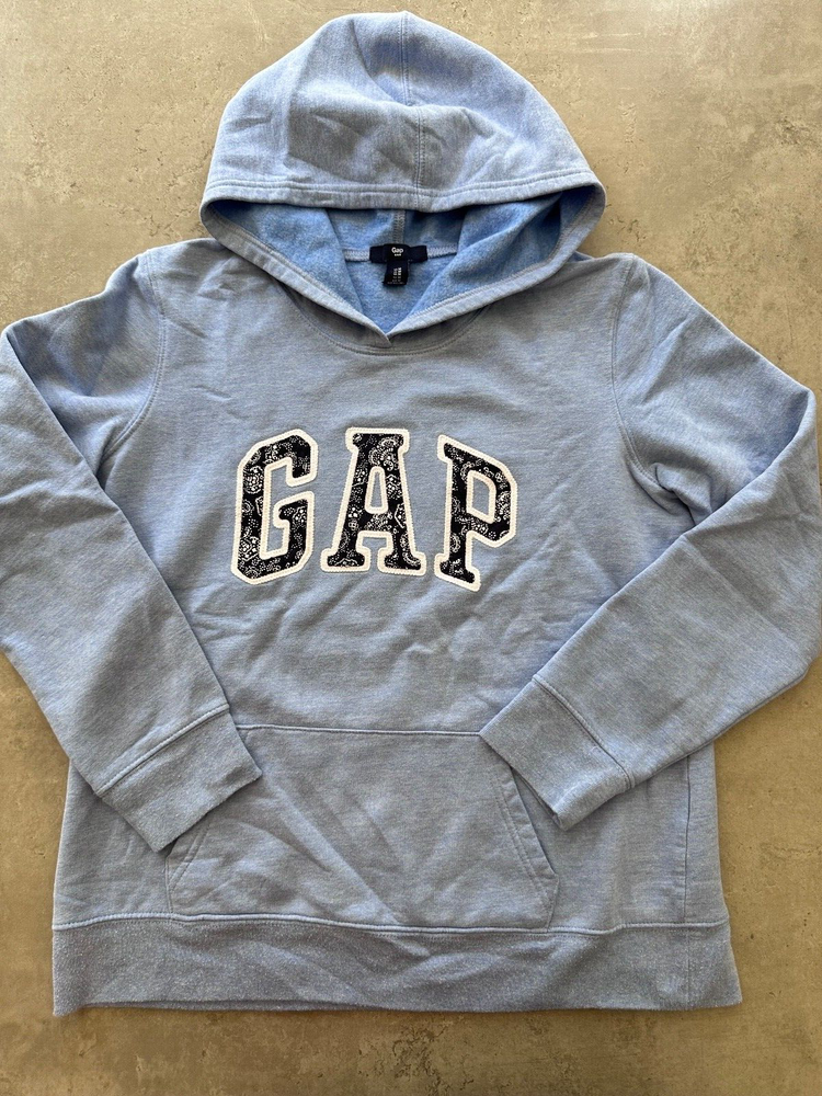 Gap logo Pullover HOODIE Girls' Item - Medium Size - Light Blue
