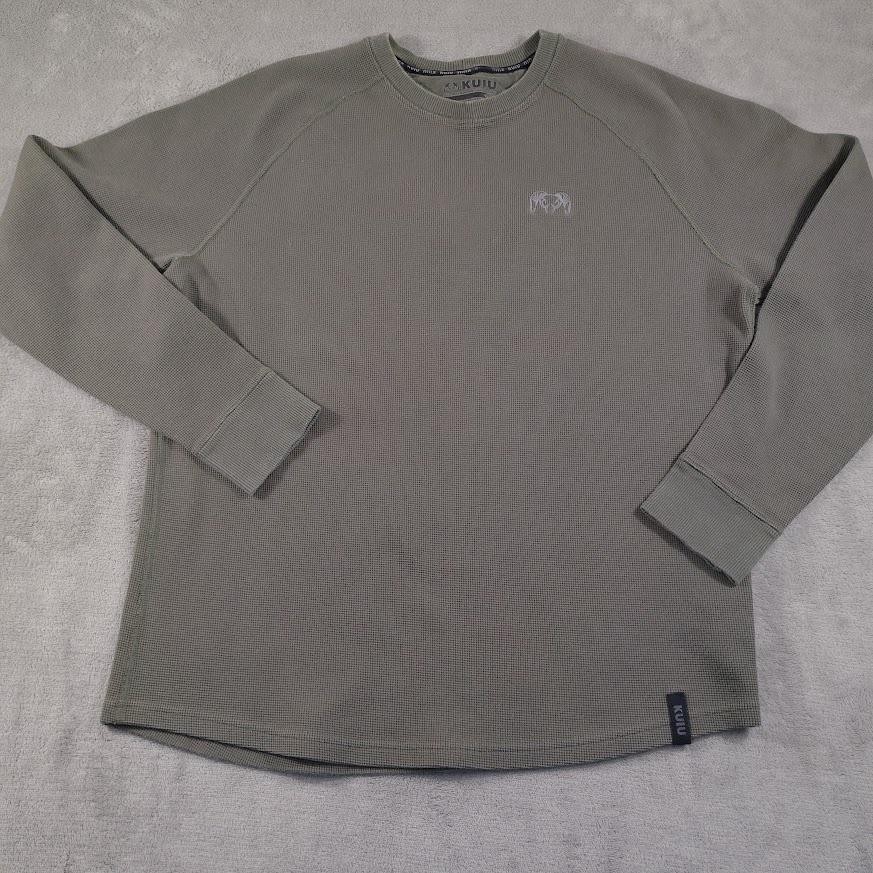 KUIU Shirt Mens Medium Green Thermal Waffle Knit Long Sleeve Hunting Base Layer