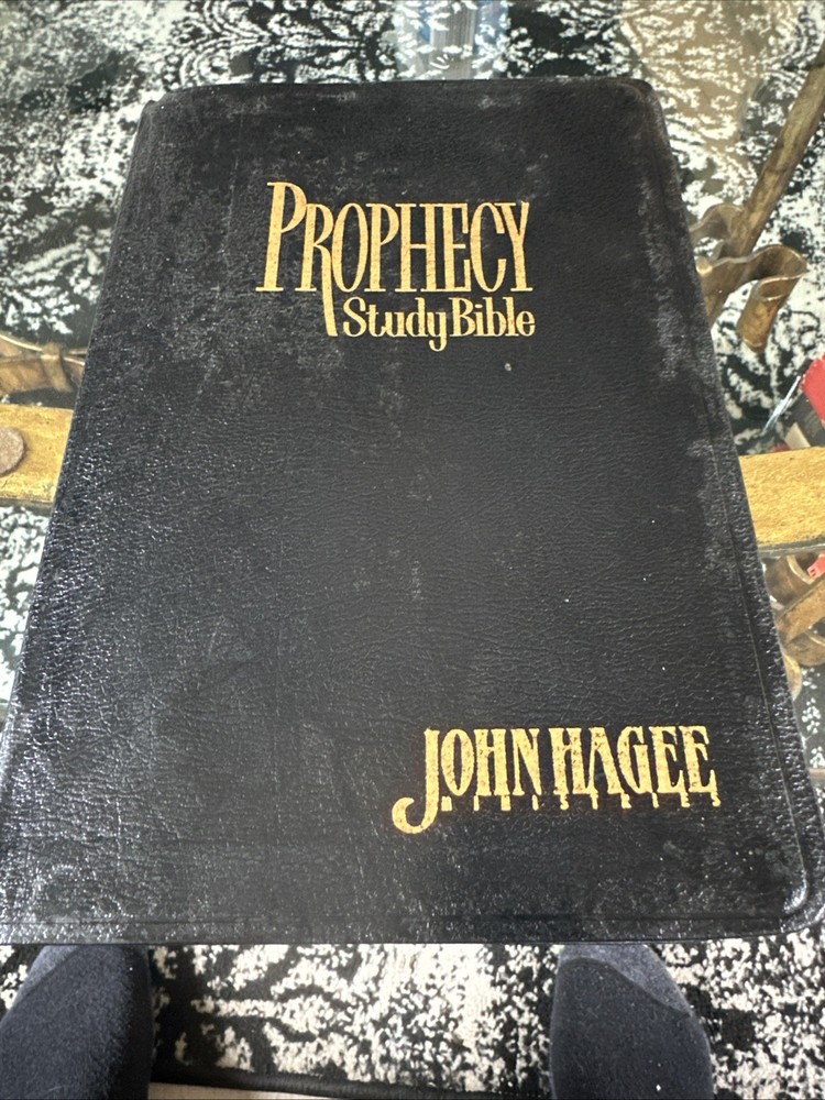 Prophecy Study Bible NKJV by John Hagee in Black Bonded Leather