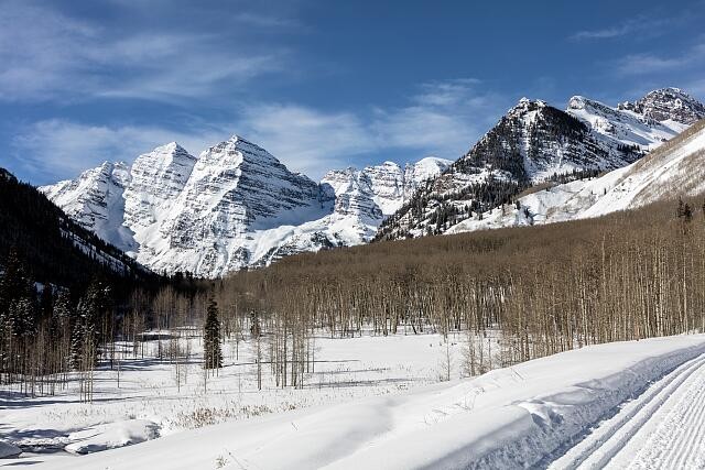 Photo:Aspen Colorado Maroon Bells 2016 Winter Snow Mountain View