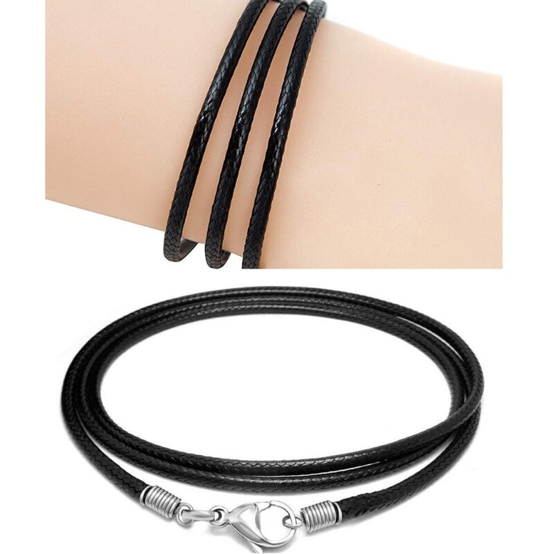 Leathers Cord Necklace with Stainless Steel Clasp Braided Rope Jewelry Making
