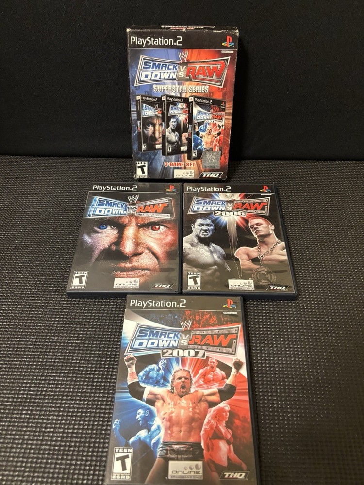 WWE SmackDown vs. Raw Superstar Series Box Set (Sony Playstation 2 PS2 2008) CIB
