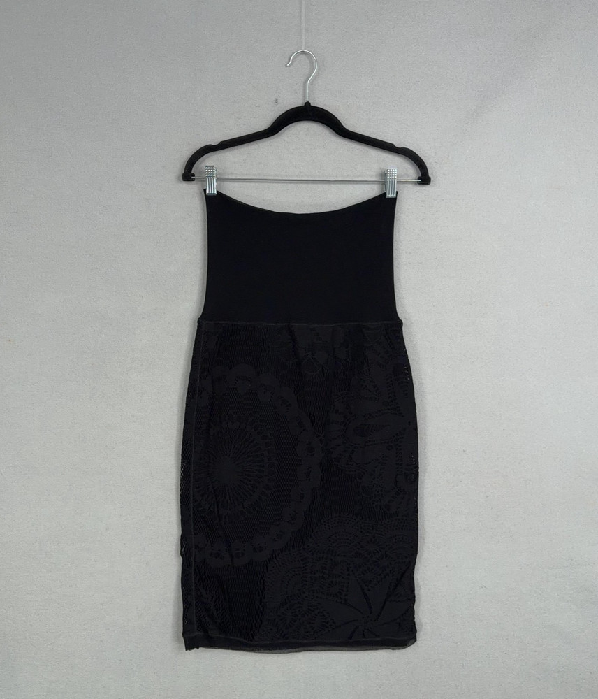 Jean Paul Gaultier Soleil Skirt Womens XL Black Floral Lace Midi Lined Stretch