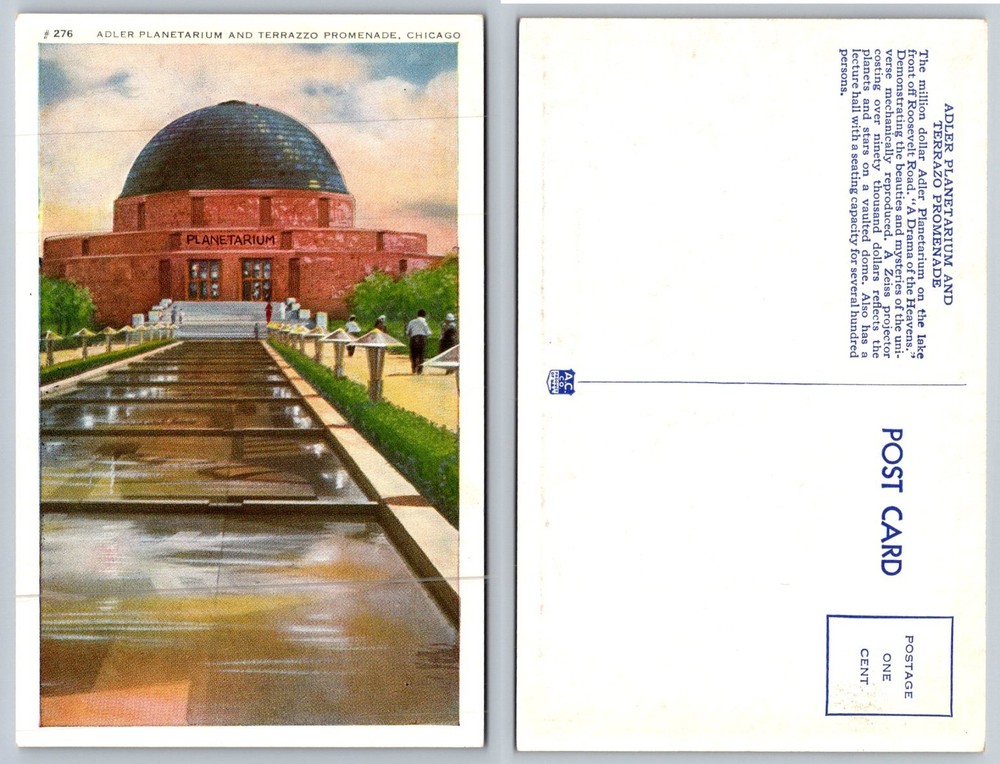 Adler Planetarium & Terrazzo Promenade Chicago IL Vintage Postcard