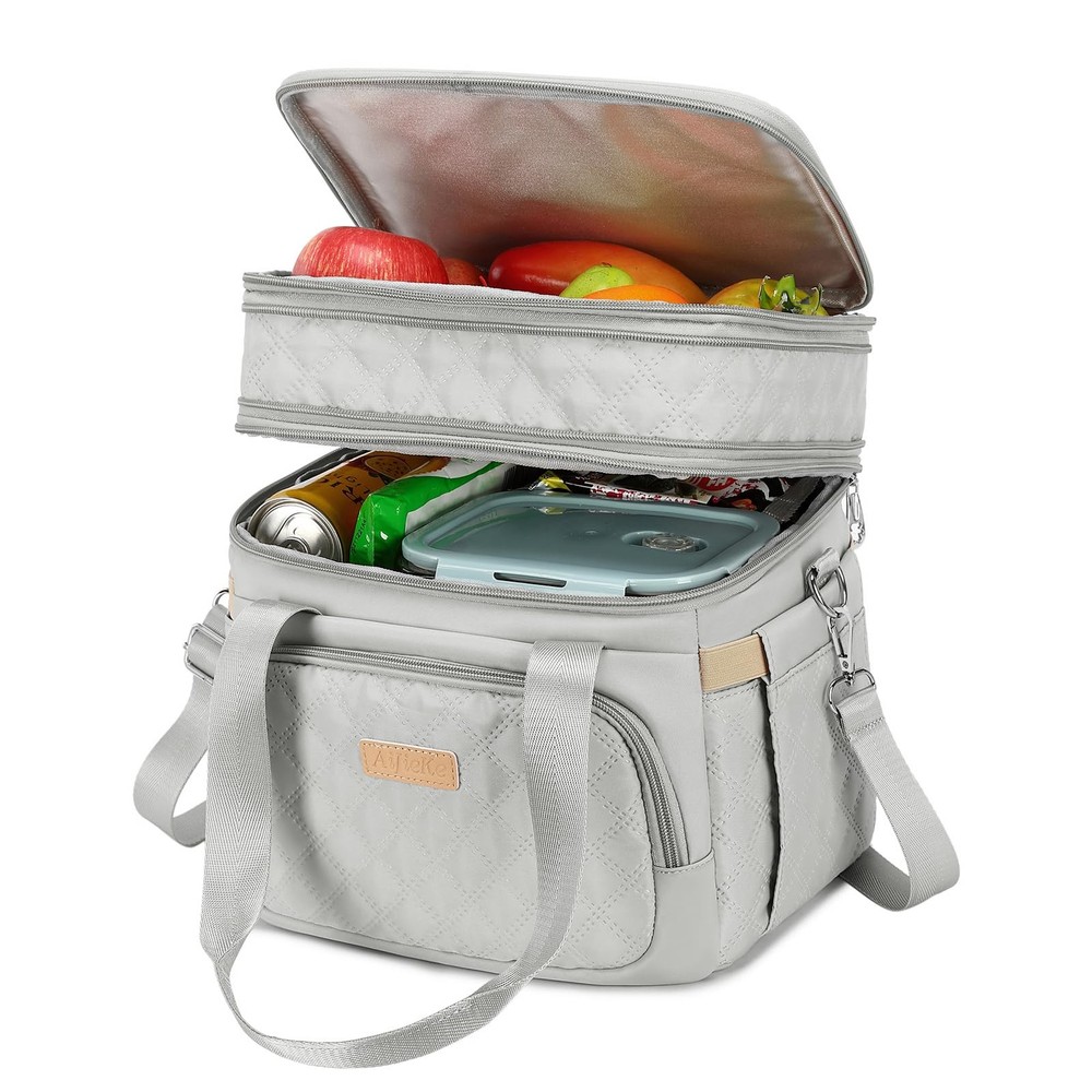 Insulated Dual Compartment Lunch Tote Bag for Men and Women