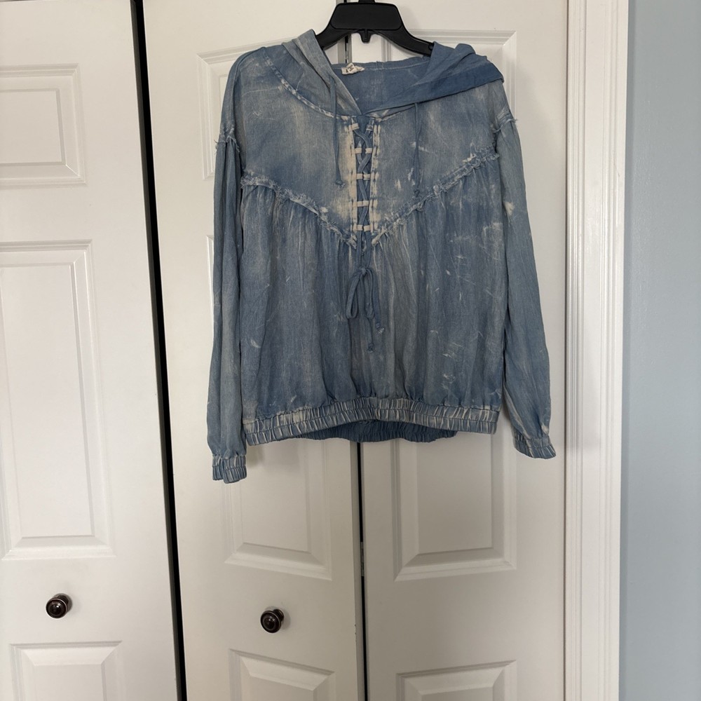 Pol Long Sleeve Pullover Shirt Soft Denim Oversized Small
