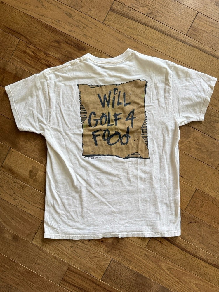 Vintage 90s Will Golf 4 Food Split Tee Sports Funny Humor Graphic T-Shirt USA XL