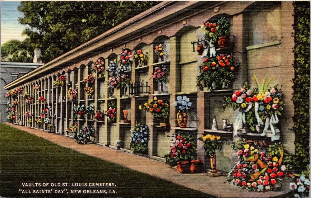 Dr Jim Stamps Postcard Vaults Of Old Saint Louis Cemetery New Orleans Linen