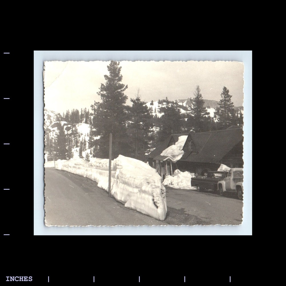 Old Vintage Photo MOUNTAIN LANDSCAPE SNOW WINTER SCENE PICKUP TRUCK