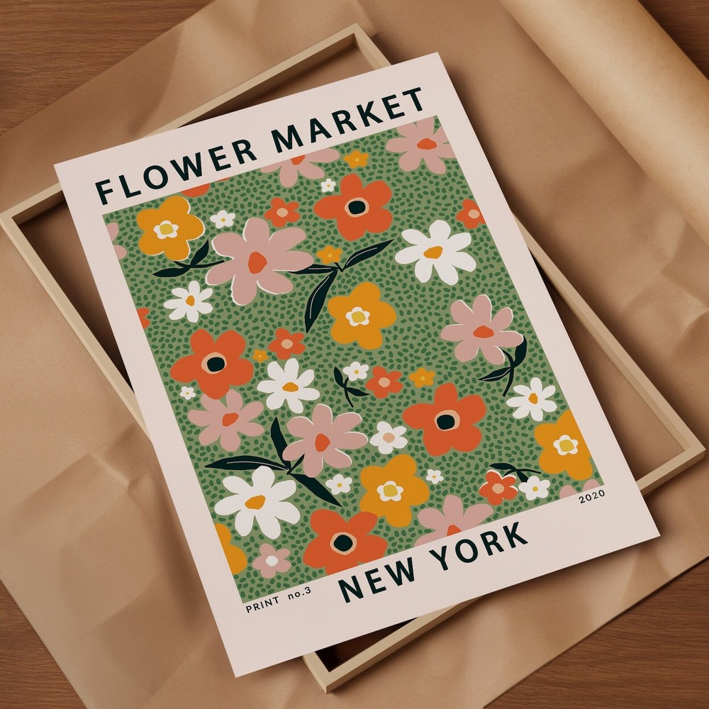 Плакат цветочного рынка Нью-Йорк цветочный рынок печать Нью-Йорк плакат цветочное искусство