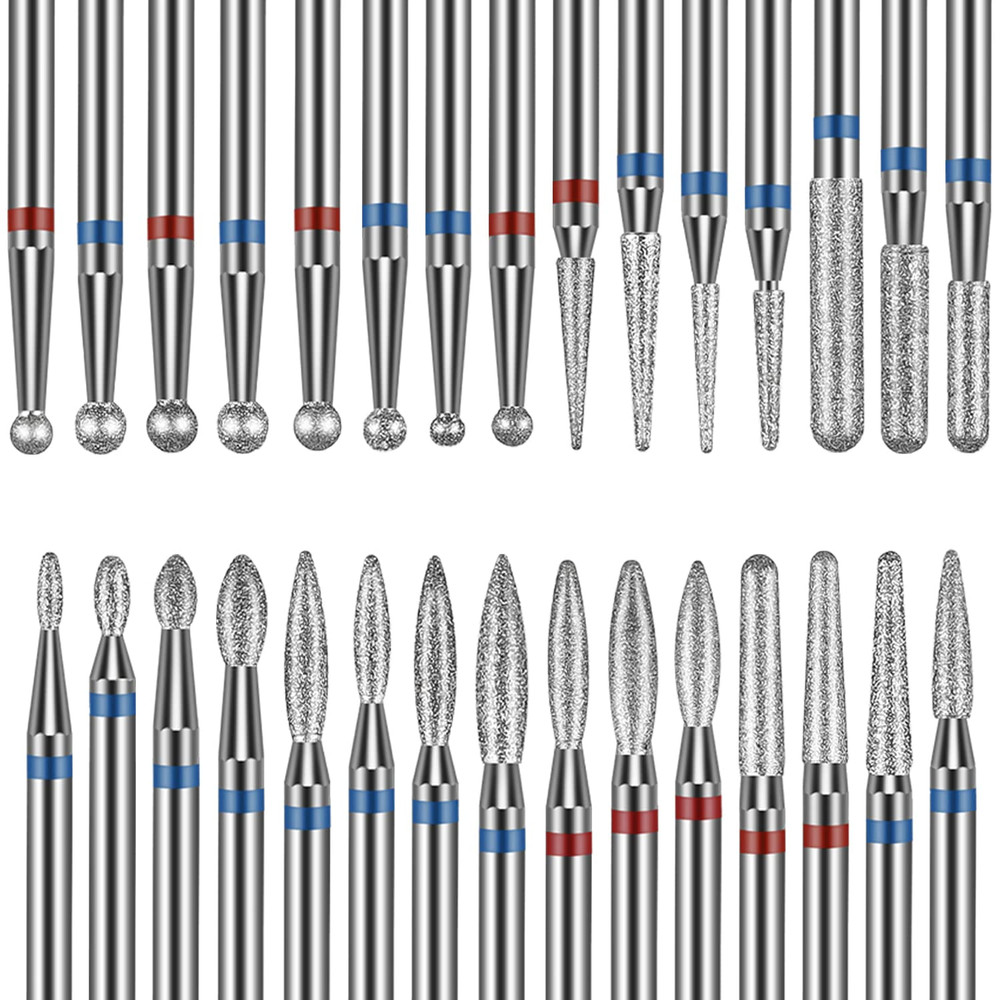 30 Pcs 3/32 Inch Shank Nail Drill Bits Set for Cuticle Nail Drill Manicure Tools