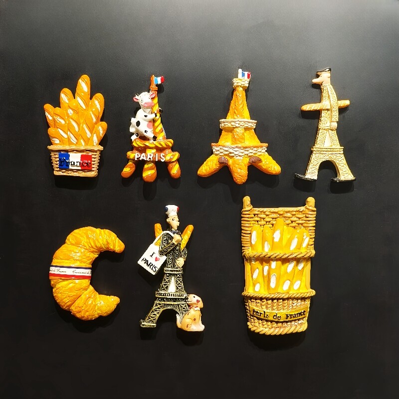 Eiffel Tower Baguette Resin Fridge Magnet France Travel Souvenir  