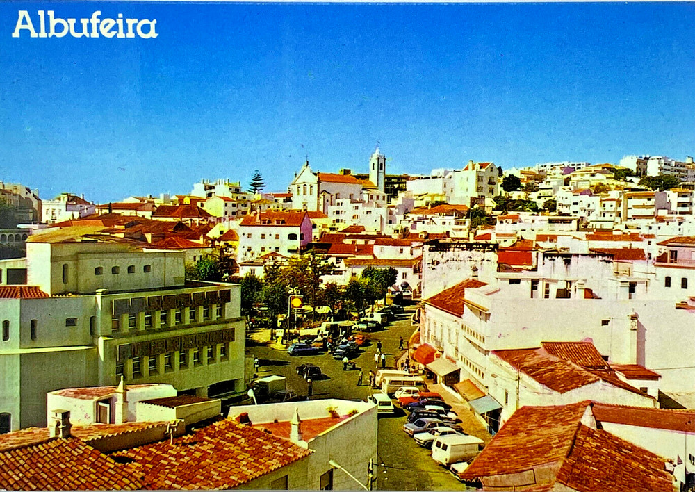 Postcard Portugal Albufeira Old Town Algarve Cobblestone Streets Mosaic Pattern