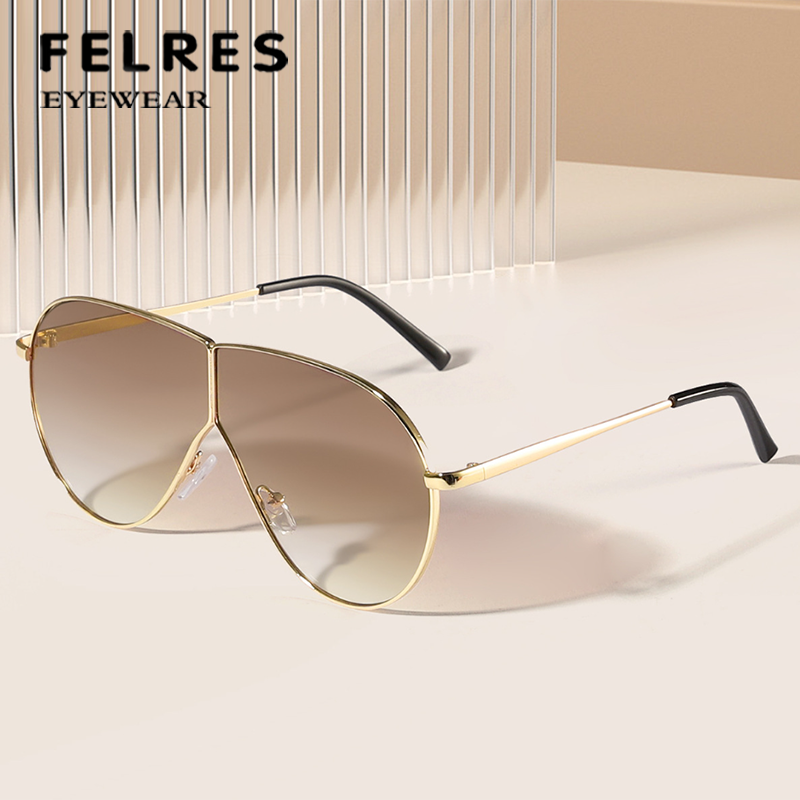 Oversize Frame Metal Sunglasses Women UV Protection Personality Sunshade Glasses