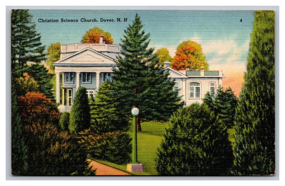 Dover NH New Hampshire Christian Science Church Linen Postcard