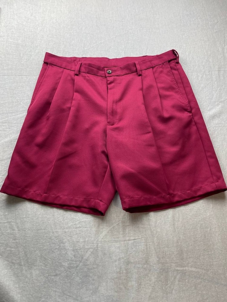 Haggar Chino Shorts Mens Size 34 Pink Golf Outdoor Preppy Casual Pleated Front