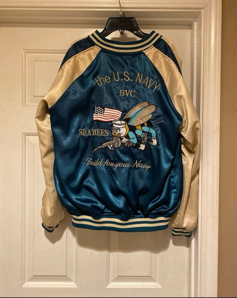 Sukajan U.S. Navy Themed Reversible Jacket Unisex Size Med