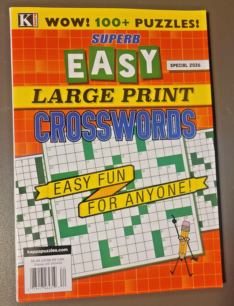 Superb Easy Large Print Crosswords by Kappa - Wow! 100+ Puzzles! - Special 2026