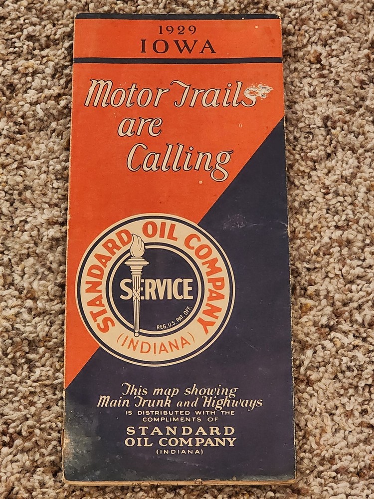 1929 Standard Oil Company (Indiana) Map STATE OF IOWA HM GOusha