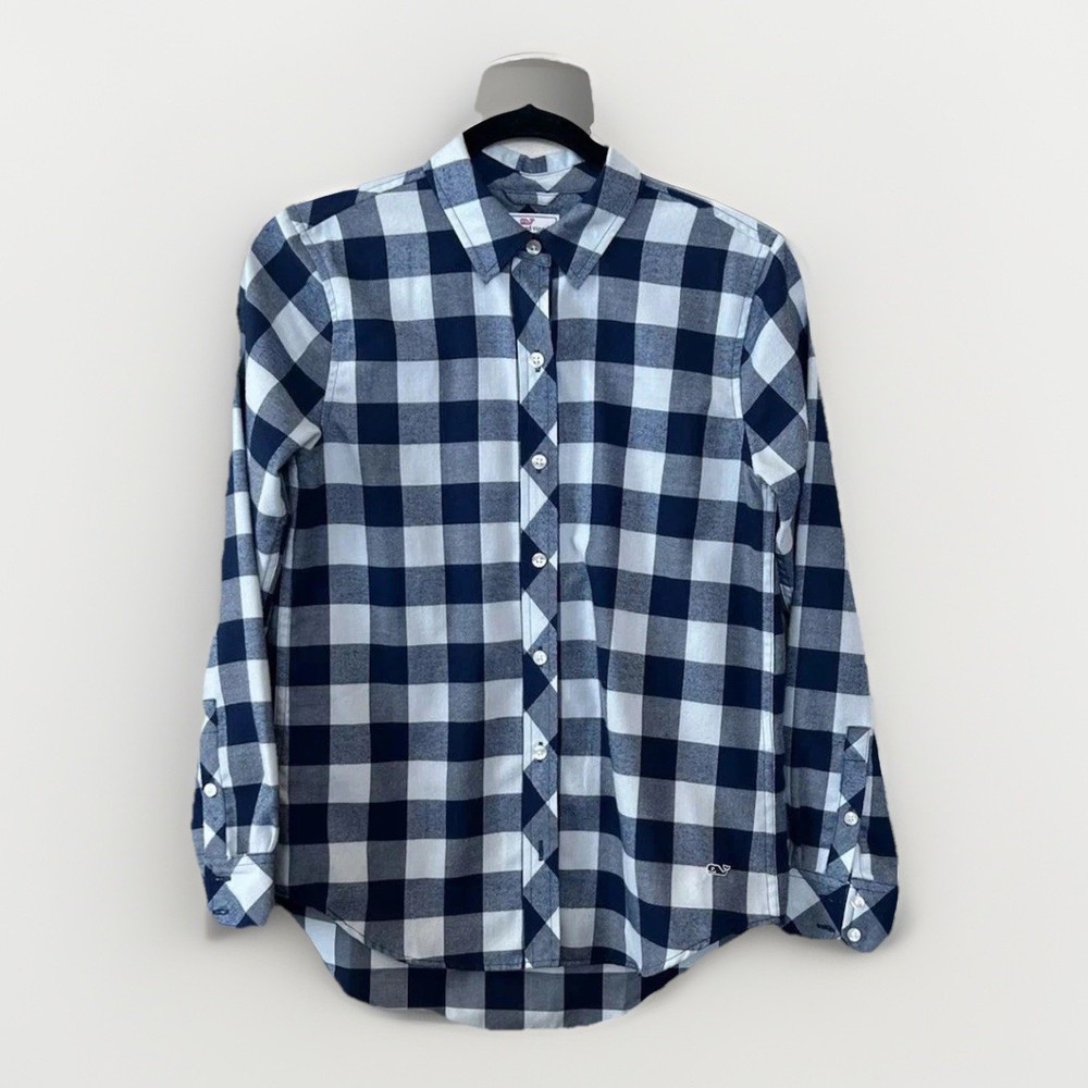 Vineyard Vines Performance Button Up Shirt Women 00 Soft Preppy Plaid Flannel