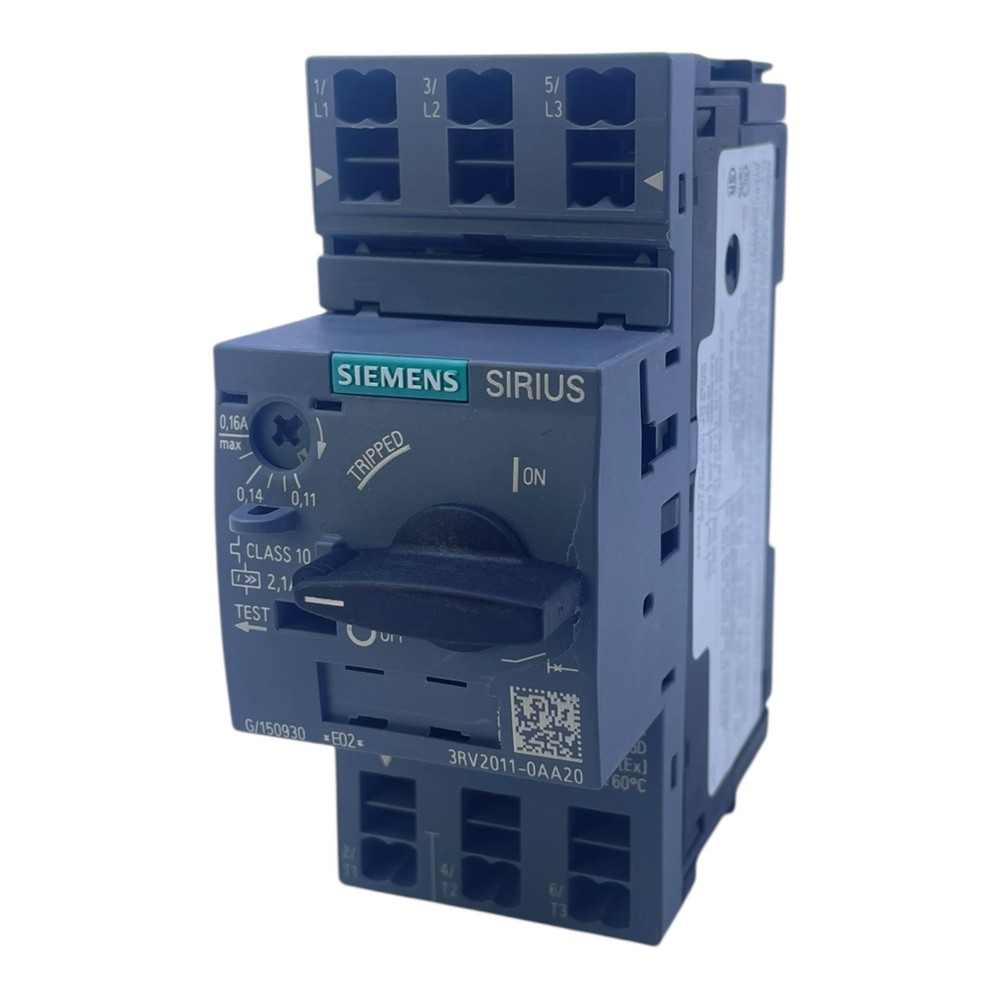 Siemens Motor Circuit Breaker Sirius 0,11 – 0,16 Each 3RV2011-0AA20 3-polig