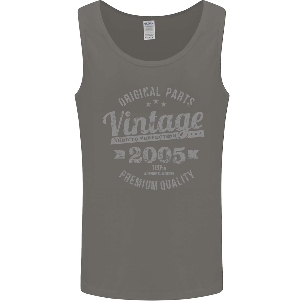Vintage Year 20th Birthday 2005 Mens Vest Tank Top Charcoal