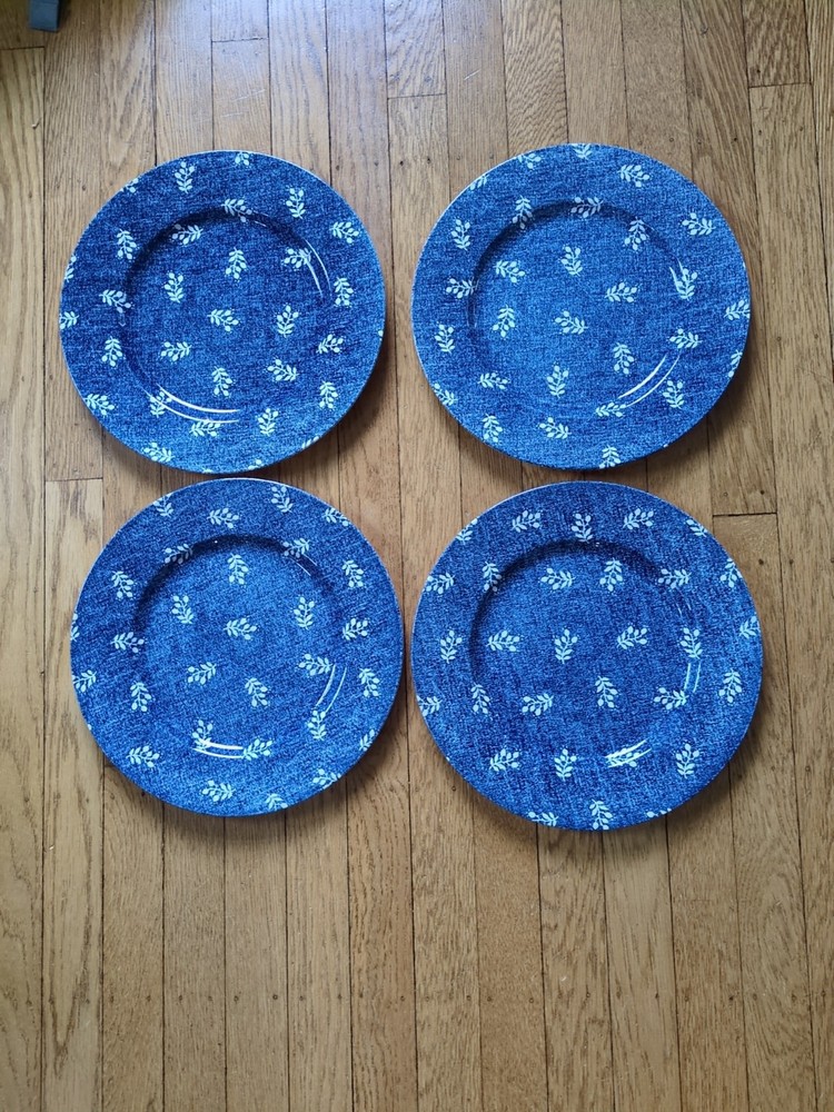 4 Ralph Lauren Denimware Dinner Plate Kate Blue White Plates 10 7/8