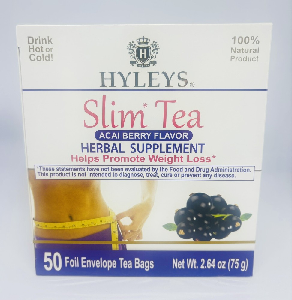 HYLEYS Slim Green Tea  ACAI BERRY 50 Tea Bags Helps Promote Weight Loss-image