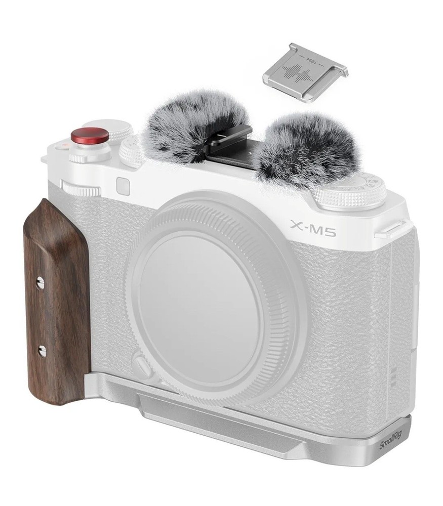 Wooden L-Shape Handgrip for FUJIFILM X-M5 with Windshield Damaged Box