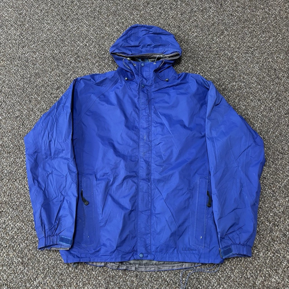 Ll Bean Blue Jacket Parka Zip Up Purple 2000s Gore Tex Waterproof Large