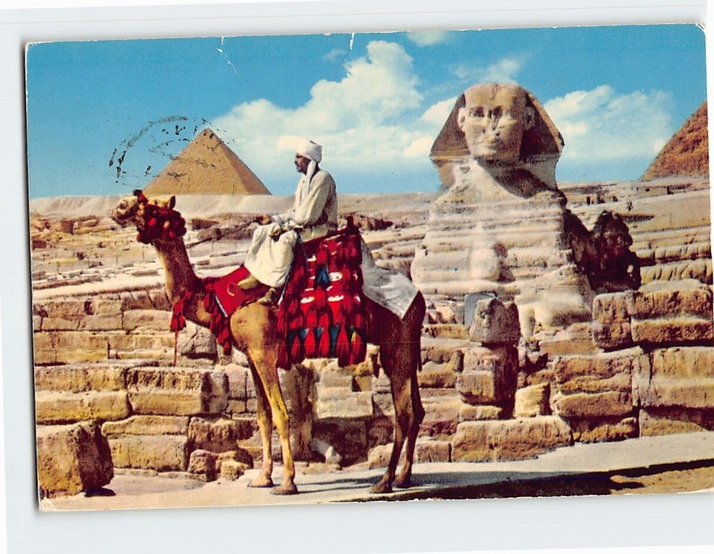 Postcard Great Sphinx of Giza & Mykerinos Pyramid Egypt