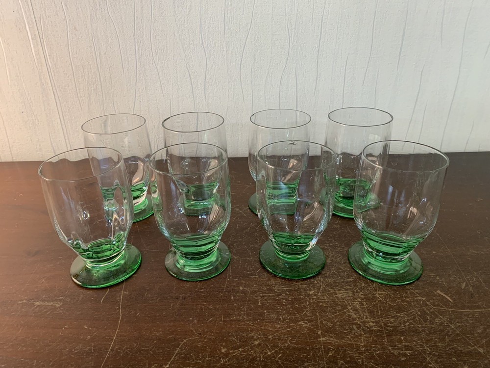 7 Green Crystal Water Glasses by Daum Art Deco (Price per Unit)