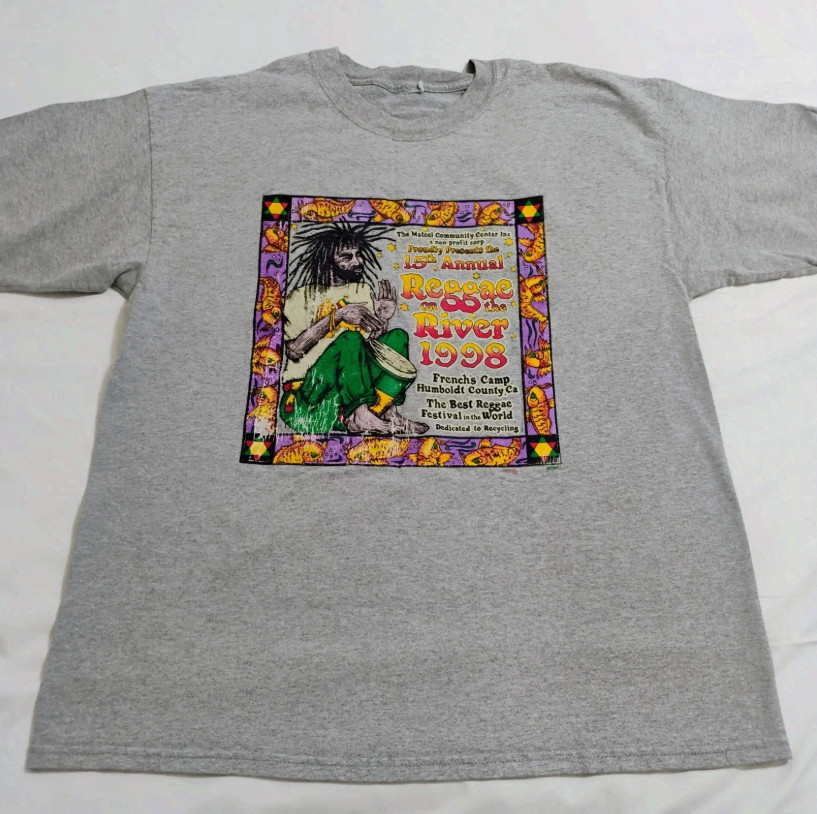 Vintage 1998 Reggae On The River Tee California 90s Festival T-Shirt S-3XL