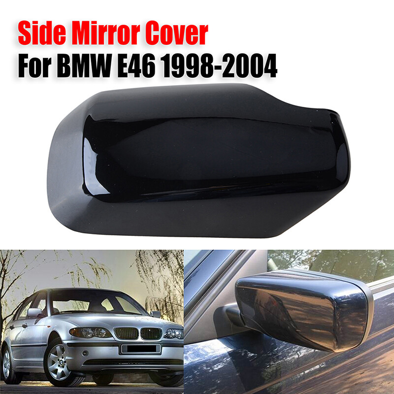 Left Gloss Black Door Side Mirror Cover Caps for BMW E46 325i 330i 330xi 1998-05