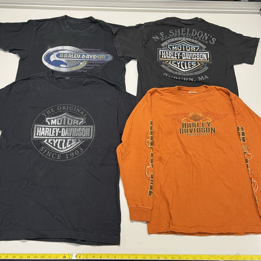 Lot 4 Vintage Harley Davidson T Shirt Men M L Graphic Logo Biker USA Vegas