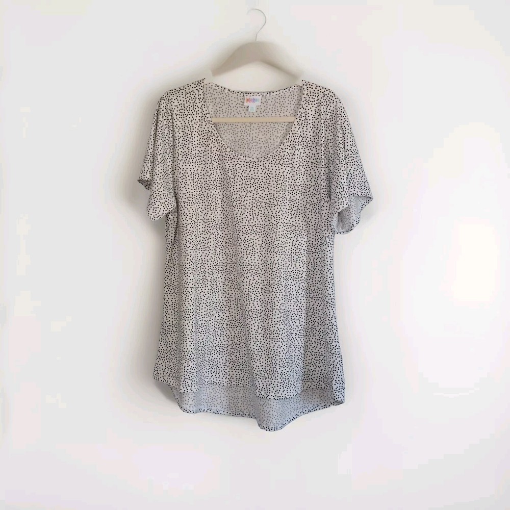 Women's LuLaRoe Plus Classic T 2X Polka Dot Mini Black & White Tunic Long 46x29